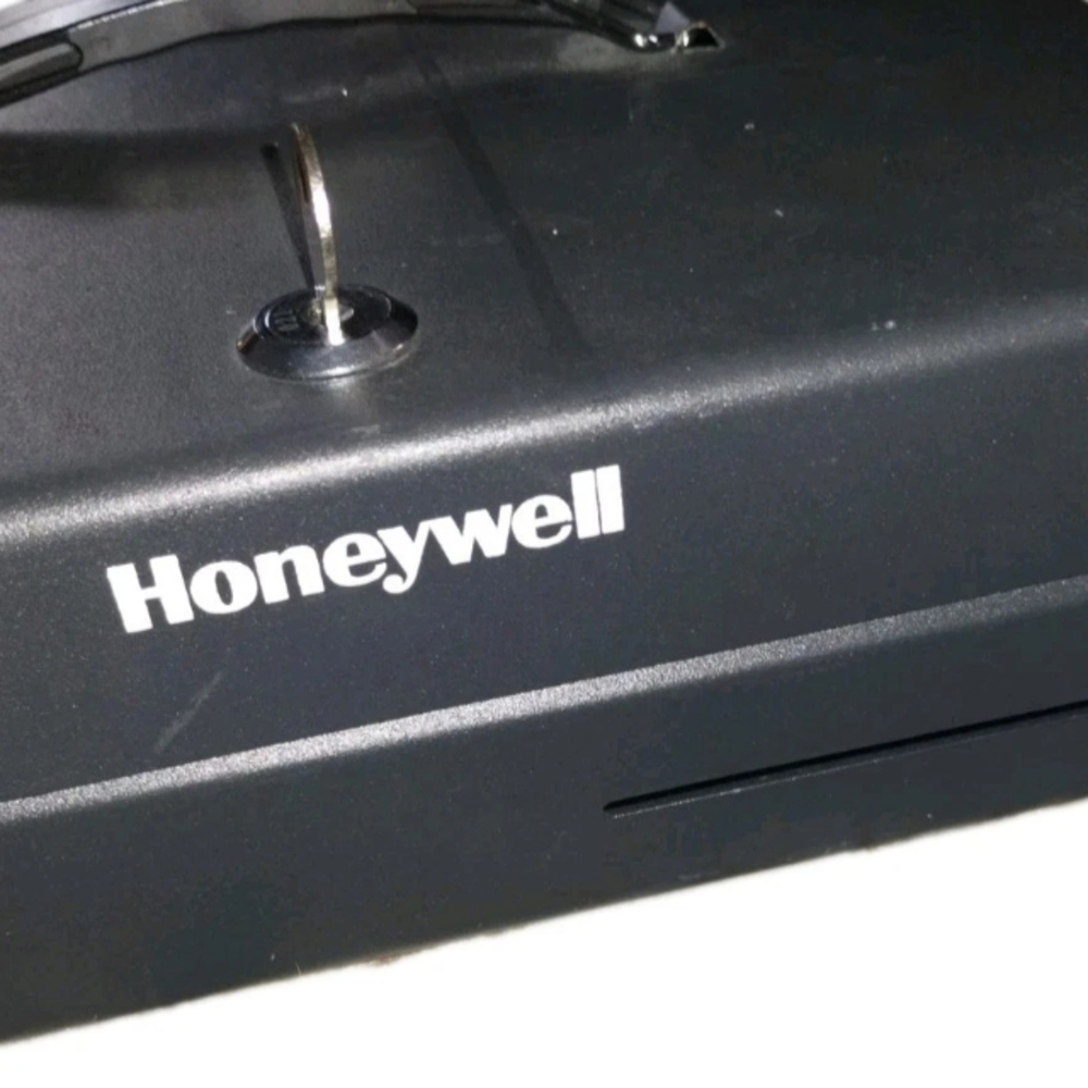 Honeywell Cash Register Lock Box W/ Handle Made In The USA Black 9X12.75X3.25